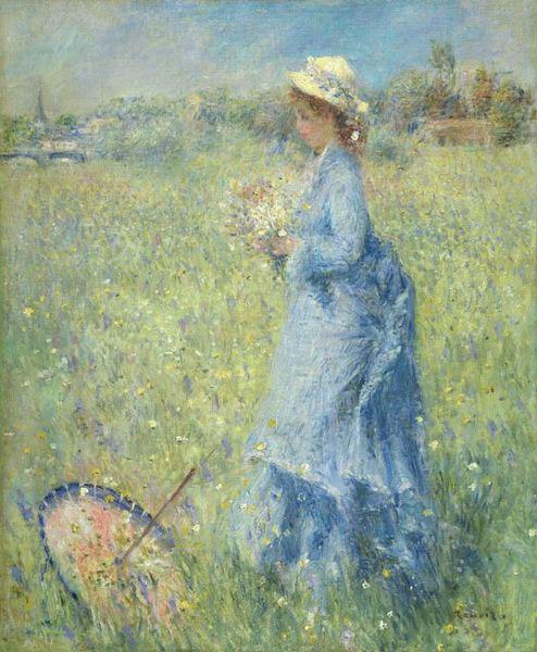 Pierre-Auguste Renoir Femme cueillant des Fleurs oil on canvas painting by Pierre-Auguste Renoir France oil painting art